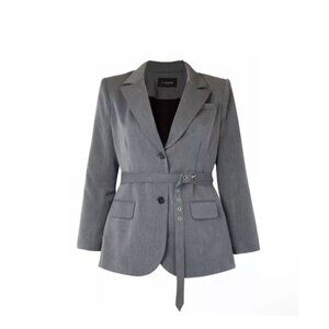 11 HONORÉ Marquitta Single Breasted Belted Lined Blazer Gray Sizes 20 NWT